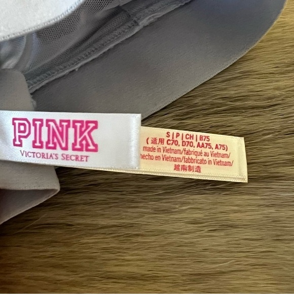 PINK by VICTORIA’S SECRET Bralette Bra S Pale Blue Strappy Lace Banded Halter - Picture 7 of 8